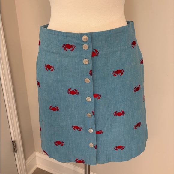Lilly Pulitzer Dresses & Skirts - Lilly Pulitzer Vintage Blue Mini Skirt With Red Crabs Snap Closure Size 4